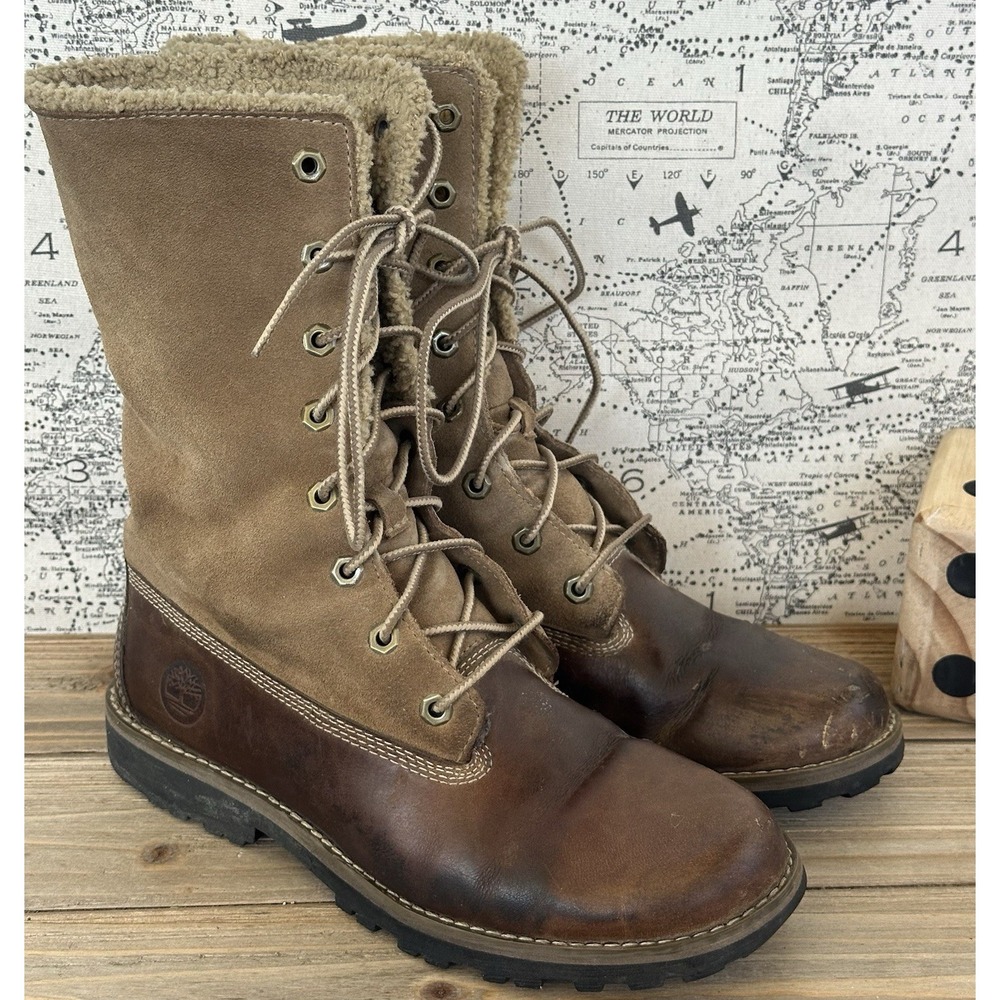 Timberland Retro Suede Combat Boots Lined Sz 6.5 Women's